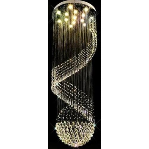 Manggic Crystal Modern Chandelier For Spiral Design LED Luxury Crystal Lamp Hanging Interior Ladder Corridor Lamp