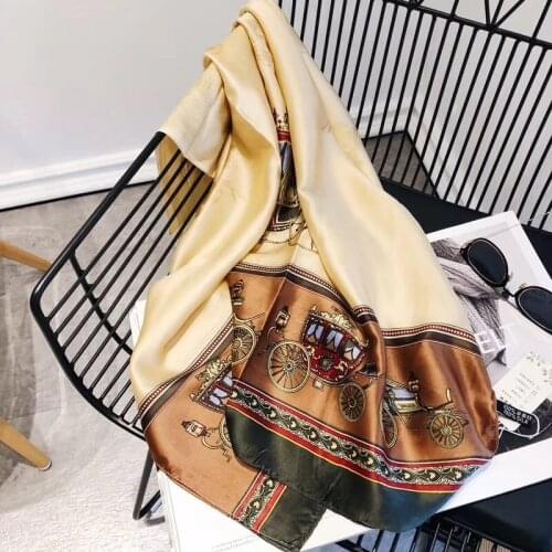 Fashion Women Scarf Luxury Chain Carriage Print Women Silk Girls Soft Long Scarf Carriage Autumn Winter Warm Wrap Shawl Scarves