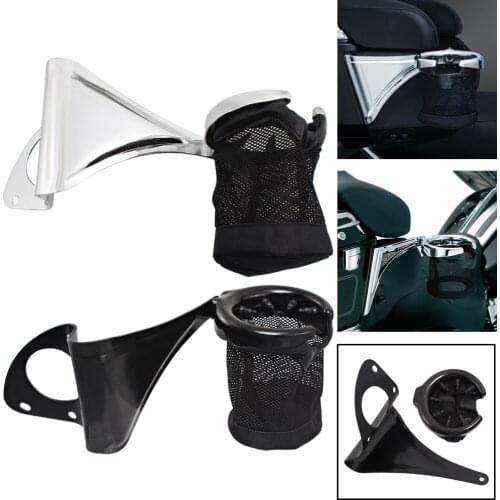 Motorcycle Black Chrome Rear Passenger Drink Cup Holder Fits For Harley Touring Glide Trike 2014-2020 Models