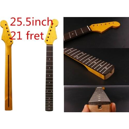 Fit Diy 21Fret 25.5in 648mm Electric Guitar Neck Maple+Rosewood Fingerboard Hand-made Unfinished