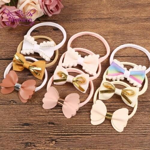 3pcs/lot Lovely Cartoon Print Bowknot Infant Hairband Fashion Handmade Flowers Elastic Headband Bows Headwear Baby Birthday Gift