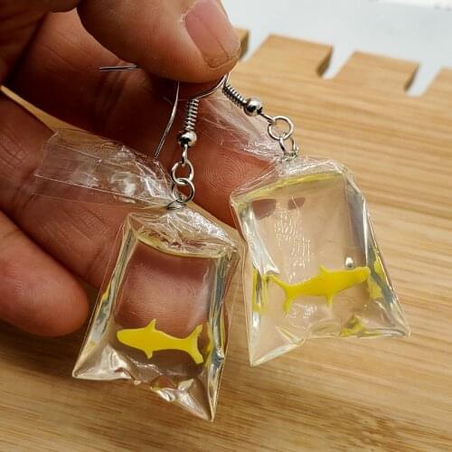 Transparent resin goldfish earrings small fish in the water bag jewelry pendant fish bag earrings jewelry