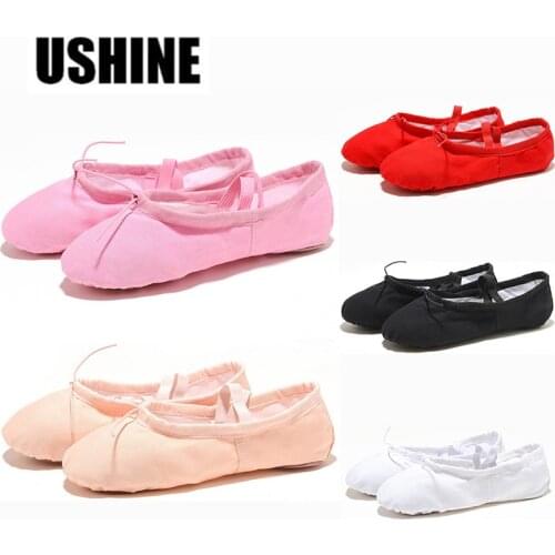 USHINE Yoga Slippers Gym Teacher Yoga Ballet Dance Shoes For Girls Women Ballet Shoes Canvas Kids Children