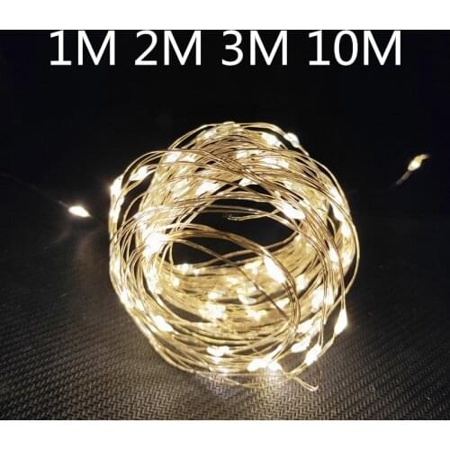 Wedding Decoration1m/2m/3m/10m CopperWire Battery BoxGarland LED for Home Decoration Fairy ForParty Decoration String LED Light
