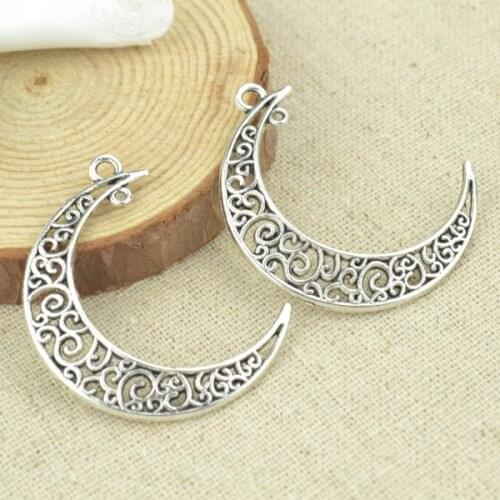 10 pcs 40*34 mm Antique Tibetan Silver Charms Bracelet Necklace Pendant New Fashion Alloy charm moon L601