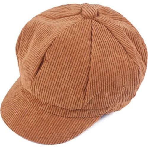 Hat Woman Autumn And Winter Sun Visor Cap Corduroy Beret Cap Octagonal Cap Pumpkin Cap
