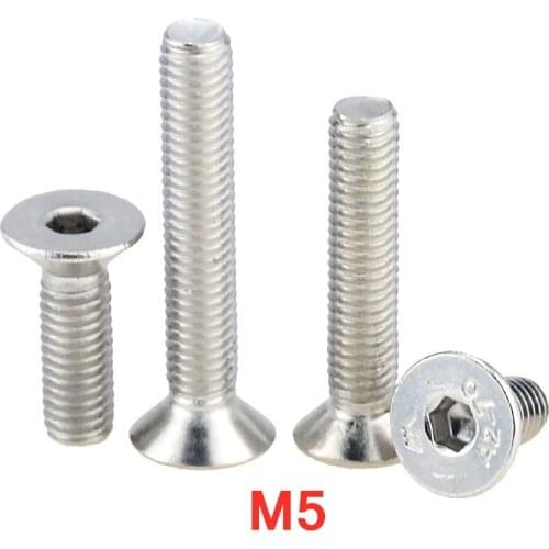 10PCS M5x8-50mm 10 12 16 20 30 304 Stainless Steel Hexagon Hex Socket Countersunk Screw Flat Head Screw Allen Bolts DIN7991