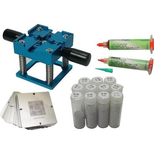 10pcs Directly Heat Universal Stencil 90mm BGA Reballing Station 0.2-0.76mm Sn63 Pb37 tin Solder Balls Flux BGA Repair Tools