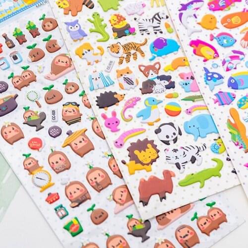 20packs 3D animal PVC stickers Bubble Stationery handmade with Diary Cute zoo Scrapbook decoration wholesale 24*10CM