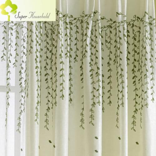 2018 Rushed Curtain Cortina New Cafe Office Home For Weeping Willow For Rustic Embroidered Tulle For Bedroom For Windows Panels