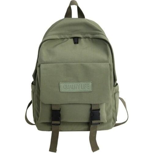 4PCS / LOT Backpack for Women Girls Solid Color School Bag Canvas Middle Student Backpack Rucksack Travel Bagpack