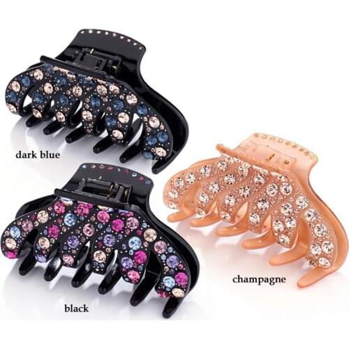 Big Crab Jaw Hair Claw for Women Female Hair Jaw Clamp - Rhinestone Hair Accessory Ornament Hairgrip Tiara for Shower Daily Wear