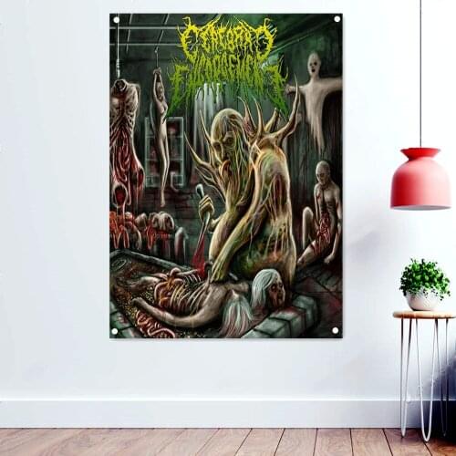 Cannibal Corpse Rock Music Banners Flags Scary Bloody Skeleton Wall Art Vintage Death Metal Artworks Posters Prints Painting