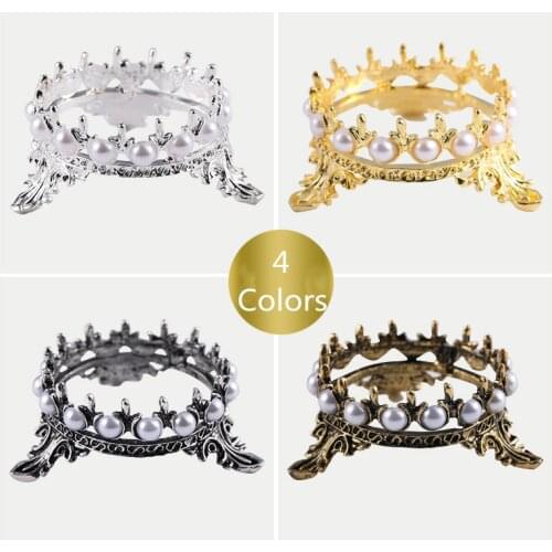 Nail Art Pen Holder Gold Pen Holder with Pearls Nail Art Pens Brush Rack Crown Shape for Drawing Pens for DIY Manicure Nail