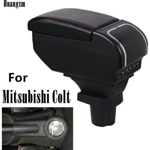 For Mitsubishi Colt Armrest box central Store content box with cup holder ashtray with 9USB interface
