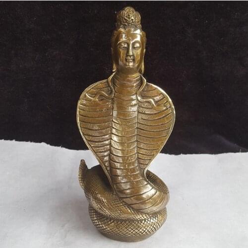 Guarantee Ping An Feng Shui Decoration Brass Snake goddess NuWa Buddha statue