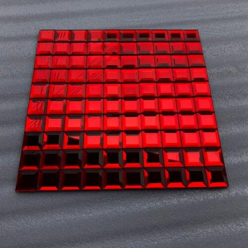 Glossy 5 factes 3D Red Diamond Mirror Glass Mosaic Tiles, Showroom KTV Dispaly Wall Decor Tile Backsplash YY-147