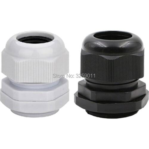 20PCS Cable Glands PG 48 Black White Waterproof Adjustable Nylon Connectors Joints With Gaskets 37-44mm For Electrical Appliance