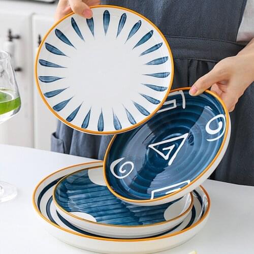 10 inch Ceramic Dinner Plate Pizza Steak Japanese Pasta plate Porcelain Dish Tableware Support Oven Dishwasher Refrigerator