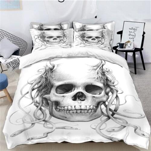White Skeleton Halloween 3D Bedding Set Twin Queen size California King bed cover Double Bed set bedsheet Duvet Cover Pillowcase