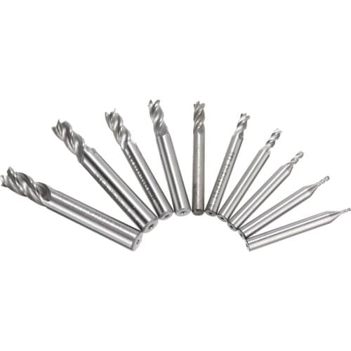 10Pcs/set 4 Flute End Mill HSS Straight Shank Drill Bit Milling Cutter Tool For CNC Tools 1.5-10mm