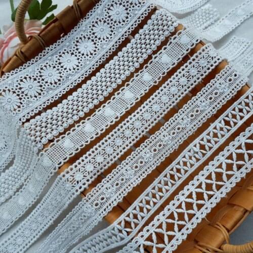 Cotton Thread Embroidery Lace Fabric DIY Headdress Wedding Veil Clothing Shoulder Leading Edge Stitching Accessories RS2915