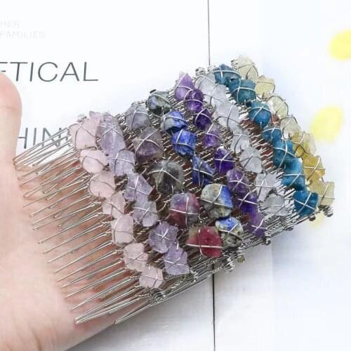 Quartz Headband Wedding Tiara Hair Combs Crystal Comb Bridal Hair Accessories Healing Hairpins Jewelry Gift