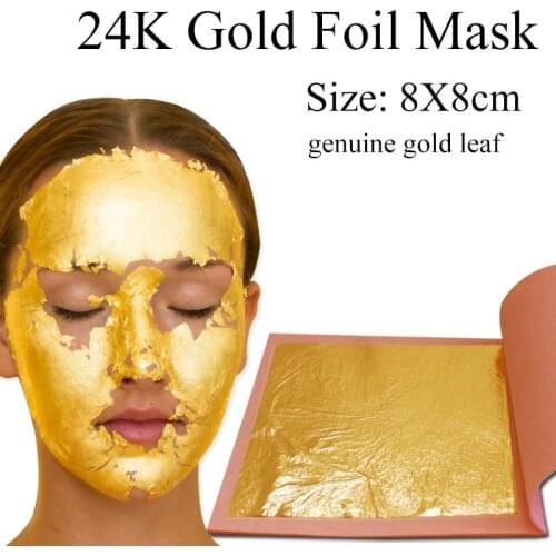 24K Gold Leaf Pure Gold Foil Sheet 8x8cm 25pcs/Booklet Cake Decoration Arts Craft Facial Mask Edible Genuine Gold Flake Sheets