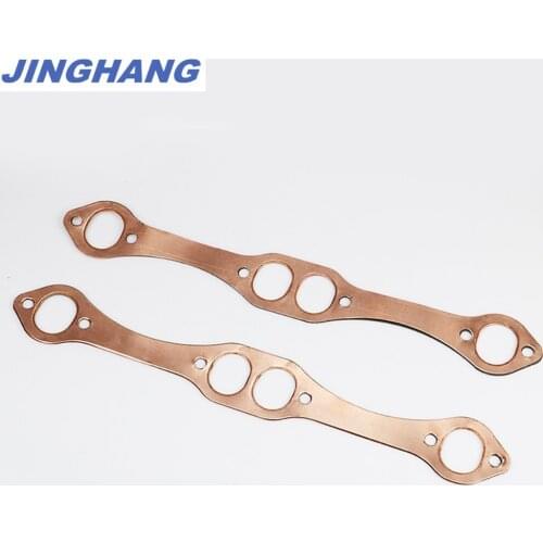 For SBC Oval Port Copper Header Exhaust Gaskets SB Chevy 327 305 350 383 Reusable, CHINA & US STOCK