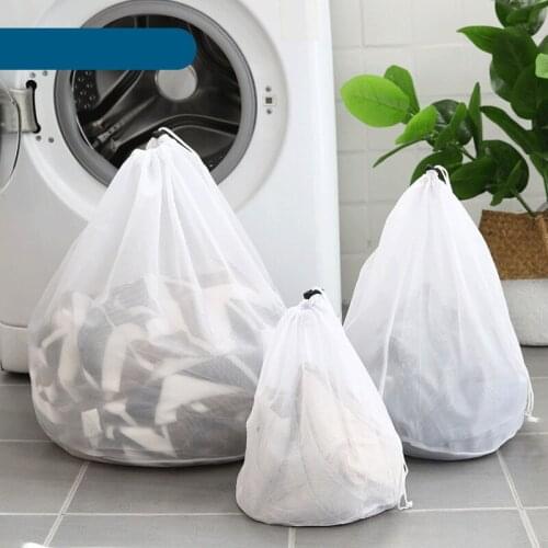 S/M/L/XL Drawstring Laundry Bag Clothes Protecting Washing Bag Underwear Bra Coarse Mesh/Fine Mesh Storage Net Cleaning Bags