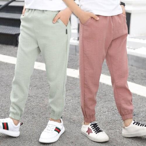 Fashion Sale 2019 Spring And Summer Kids Clothing Boys Leisure Sport Pants 2 Colors Elastic Waist Straight Trousers 4-13Y