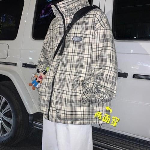 2021 Double-sided jacket mens jacket spring and autumn trend loose casual tweezers handsome coat