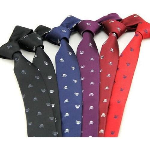 Mens tie skinny 6cm necktie bow tie cartoon skull wedding casual polyester butterfly 1200 thick business red black blue purple