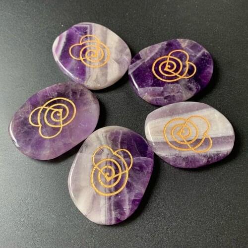 Natural Amethyst Stone Quartz Crystal Palm Stones Carved Heart Symbol Purple Crystal Amethyst Reiki Healing Stone Fengshui Decor