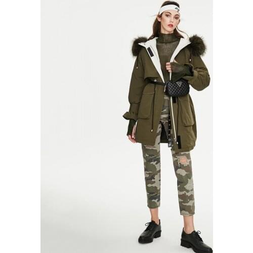 2020 New womens fashion tooling Parker down jacket loose hooded big fur collar long coat