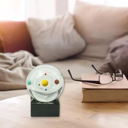 2021 NEW Solar System Eight Planets 3D Crystal Ball Ornaments with Base Elegant Feng Shui Home Decoration Crafts