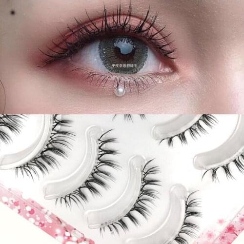 NEW 5pair False Eyelashes Naturally Simulated Thick Transparent Stem Fake Eyelashes Glimmer Beginner Makeup Tools Lashes