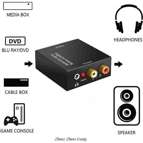 Portable 3.5 Mm Jack Coaxial Audio Decoder Amplifier Fiber Optic Digital To Analog Audio Aux Rca L / R Converter Spdif Digital