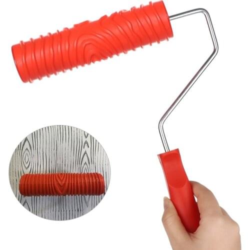 1PC Roller Brush Printing Rollers Embossed Soft Glue Plastic Handle Red Multi-Pattern Wall Paint Set Home Decoration Tools Live