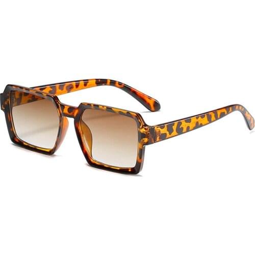 New Men Rectangle Sunglasses Women PC Sun Glasses Female Shades Retro Outdoor Oculos De Sol Gafas Leopard Eyewear