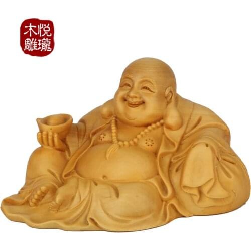 Wood carving Buddha statue, wood crafts gift Home desktop decoration office ornaments(A1142)