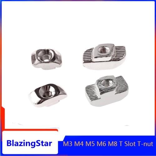 5-100PCS M3 M4 M5 M6 M8 T Slot T-nut Sliding T Nut Hammer Head Drop In Nut for 20 30 40 45 Series EU Aluminum Extrusion Profile