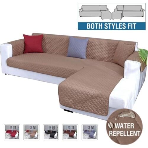 Waterproof Corner Sofa Cover For Living Room Universal L Shape Quilted Couch Cover Chaise Lounge Solid Slipcover Sofa Protector