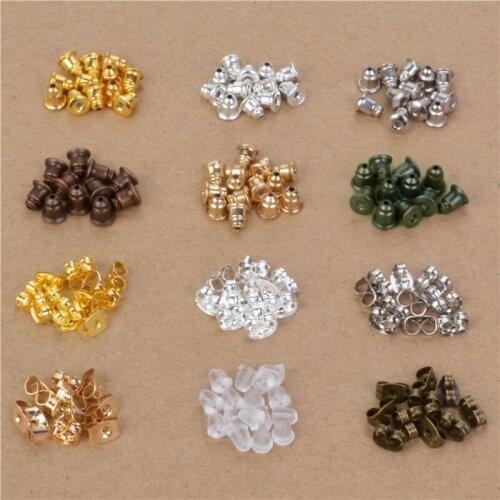5*6mm 100pcs Earring Studs Backs Butterfly Stopper Scrolls Ear Post Nuts Findings DIY Blocked Earring Backs Stoppers Ear
