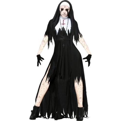 Terror Female Cosplay Uniforms Nun Long Maxi Dress Zombie Witch Princess Ghost Baby Bride Halloween Costumes for Women