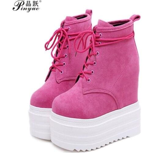 Womens Autumn Sneakers Shoes Platform High Top Genuine Leather Female Casual boots Increased Wedge boots