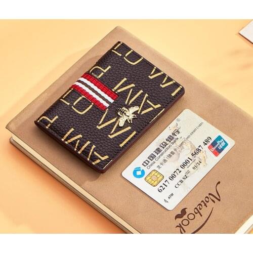 Genuine leather womens wallet short card bag business multi-functional ultra thin card holder vertical Fashion Coin Wallet