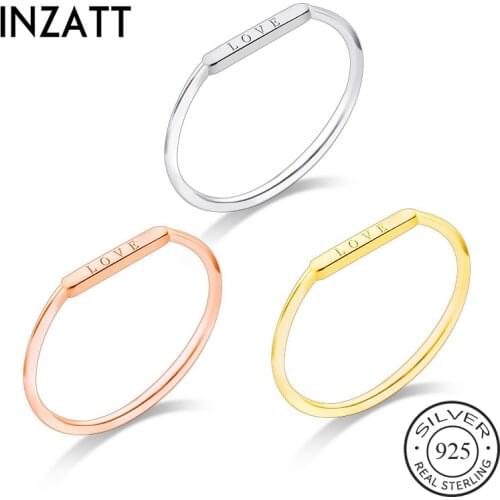 INZATT Real 925 Sterling Silver Love Letter Ring For Fashion Women Party Cute Fine Jewelry Minimalist Accessories 2020 Gift