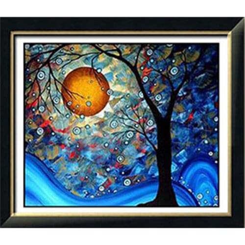 Golden panno,Needlework,Embroidery,DIY Landscape Painting,kits,11ct night of tree Cross-stitch,Sets For Embroidery 719