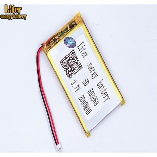 1.5MM 2pin connector 3.7V 503968 504070 2000mah e-books GPS PDA Car recorder Recreational machinesLi-Po Rechargeable Battery